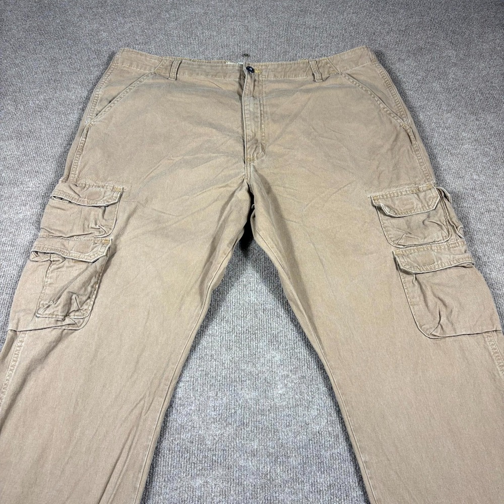 Wrangler Authentics Cargo Pants Mens 40X30 Beige Relaxed Straight Leg High Rise - Picture 3 of 12